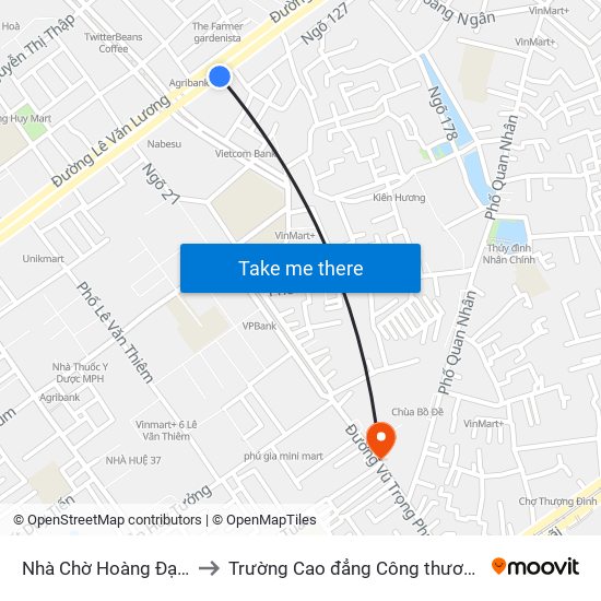 Nhà Chờ Hoàng Đạo Thúy to Trường Cao đẳng Công thương Hà Nội map