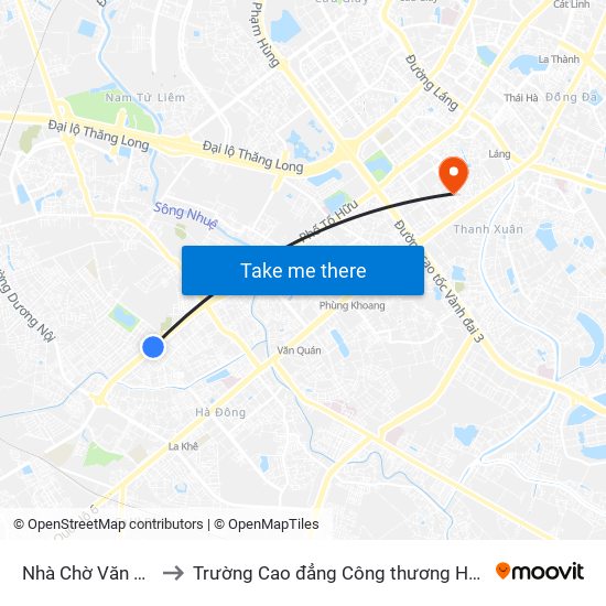 Nhà Chờ Văn Khê to Trường Cao đẳng Công thương Hà Nội map