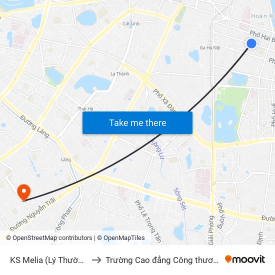 KS Melia (Lý Thường Kiệt) to Trường Cao đẳng Công thương Hà Nội map