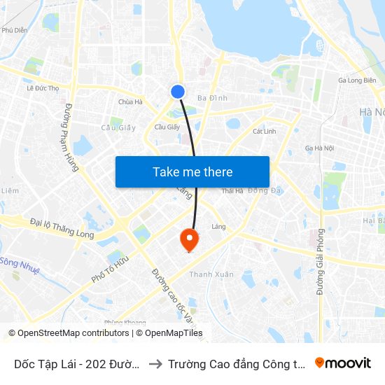 Dốc Tập Lái - 202 Đường Bưởi Trên to Trường Cao đẳng Công thương Hà Nội map