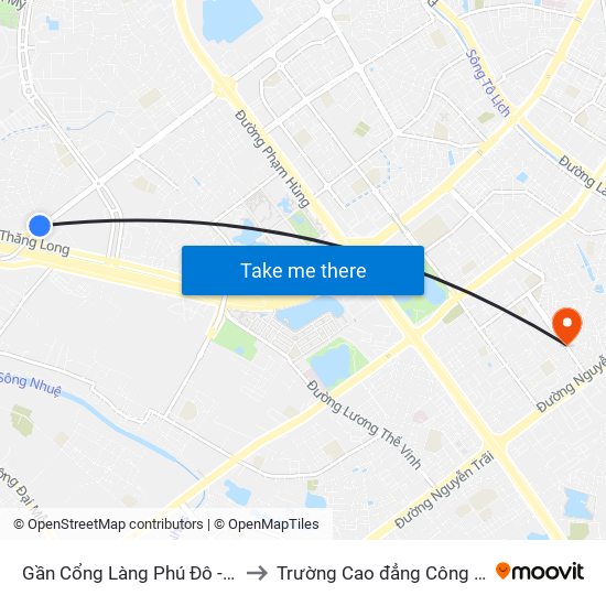 Gần Cổng Làng Phú Đô - Châu Văn Liêm to Trường Cao đẳng Công thương Hà Nội map