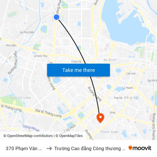 370 Phạm Văn Đồng to Trường Cao đẳng Công thương Hà Nội map