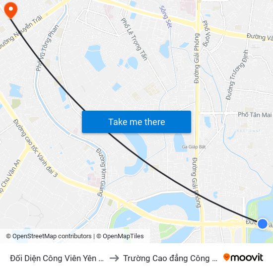 Đối Diện Công Viên Yên Sở, Hoàng Mai to Trường Cao đẳng Công thương Hà Nội map