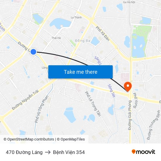 470 Đường Láng to Bệnh Viện 354 map