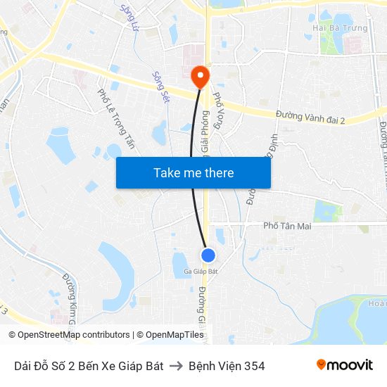 Dải Đỗ Số 2 Bến Xe Giáp Bát to Bệnh Viện 354 map