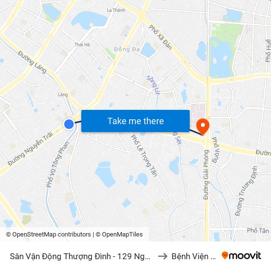 Sân Vận Động Thượng Đình - 129 Nguyễn Trãi to Bệnh Viện 354 map