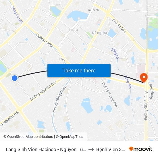 Làng Sinh Viên Hacinco - Nguyễn Tuân to Bệnh Viện 354 map