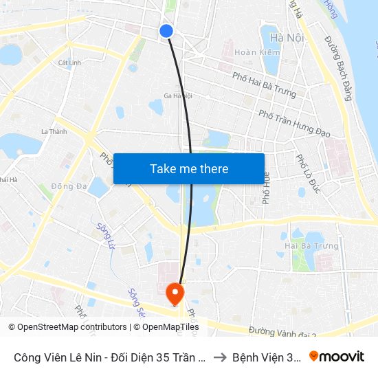 Công Viên Lê Nin - Đối Diện 35 Trần Phú to Bệnh Viện 354 map