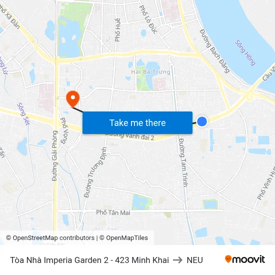 Tòa Nhà Imperia Garden 2 - 423 Minh Khai to NEU map