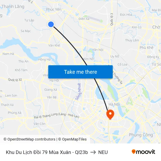 Khu Du Lịch Đồi 79 Mùa Xuân - Ql23b to NEU map