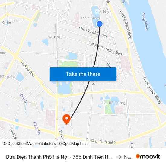 Bưu Điện Thành Phố Hà Nội - 75b Đinh Tiên Hoàng to NEU map