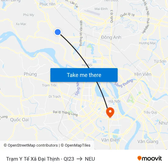Trạm Y Tế Xã Đại Thịnh - Ql23 to NEU map