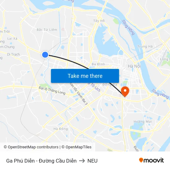 Ga Phú Diễn - Đường Cầu Diễn to NEU map