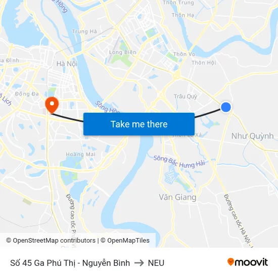 Số 45 Ga Phú Thị - Nguyễn Bình to NEU map