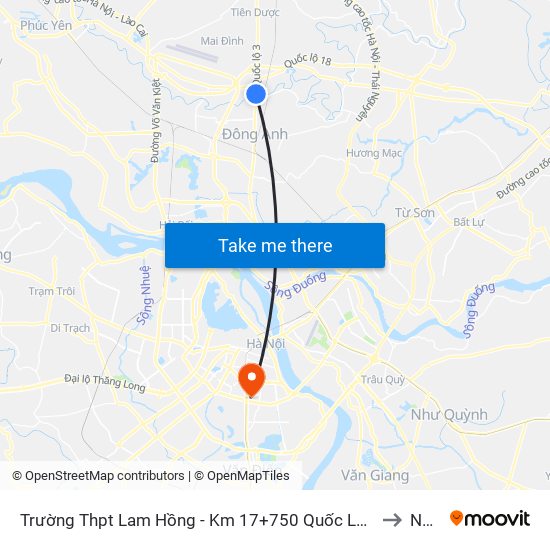 Trường Thpt Lam Hồng - Km 17+750 Quốc Lộ 3 to NEU map