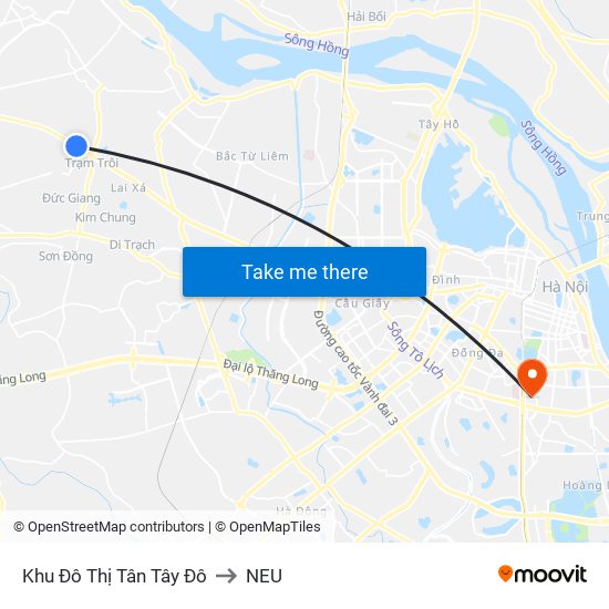 Khu Đô Thị Tân Tây Đô to NEU map