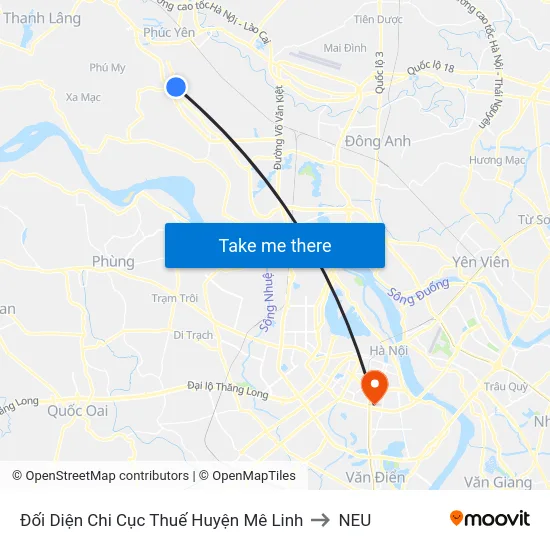 Đối Diện Chi Cục Thuế Huyện Mê Linh to NEU map