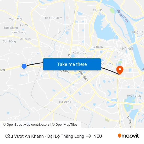 Cầu Vượt An Khánh - Đại Lộ Thăng Long to NEU map