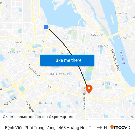 Bệnh Viện Phổi Trung Ương - 463 Hoàng Hoa Thám (Đối Diện 410 Hoàng Hoa Thám) to NEU map