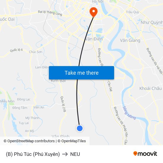 (B) Phú Túc (Phú Xuyên) to NEU map