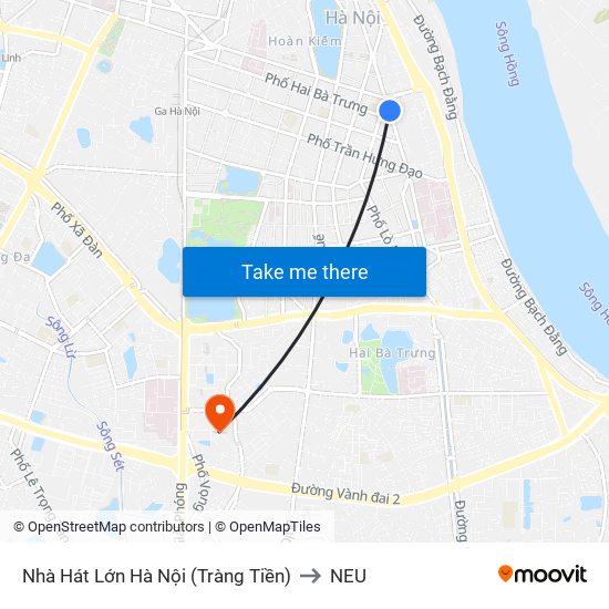 Nhà Hát Lớn Hà Nội (Tràng Tiền) to NEU map