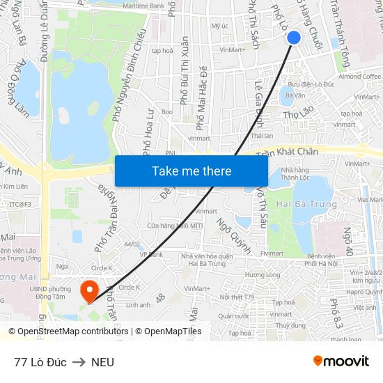 77 Lò Đúc to NEU map