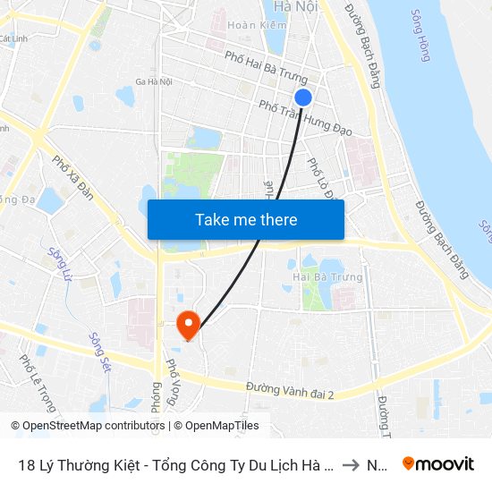 18 Lý Thường Kiệt - Tổng Công Ty Du Lịch Hà Nội to NEU map