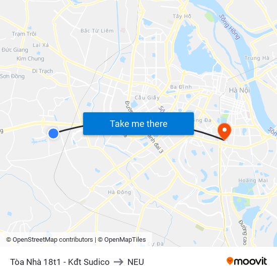 Tòa Nhà 18t1 - Kđt Sudico to NEU map
