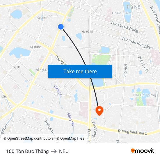 160 Tôn Đức Thắng to NEU map