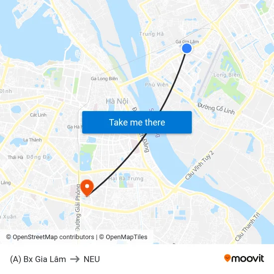 (A) Bx Gia Lâm to NEU map