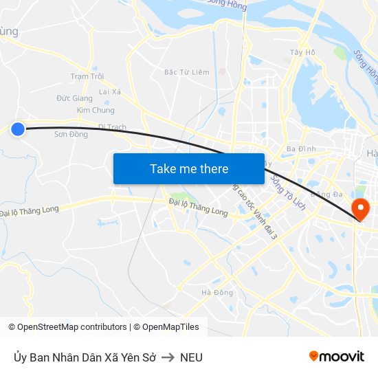 Ủy Ban Nhân Dân Xã Yên Sở to NEU map