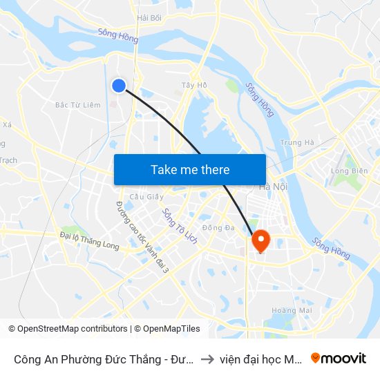 Công An Phường Đức Thắng - Đường Đông Ngạc to viện đại học Mở Hà Nội map