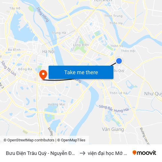Bưu Điện Trâu Quỳ - Nguyễn Đức Thuận to viện đại học Mở Hà Nội map