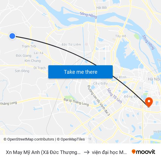 Xn May Mỹ Anh (Xã Đức Thượng) - Quốc Lộ 32 to viện đại học Mở Hà Nội map