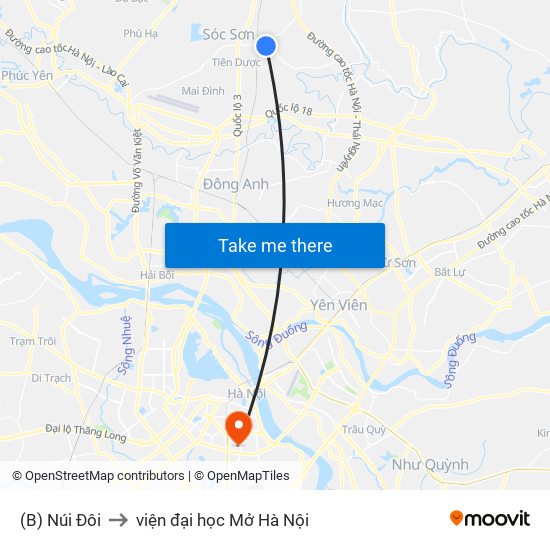 (B) Núi Đôi to viện đại học Mở Hà Nội map