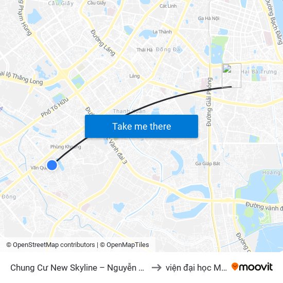 Chung Cư New Skyline – Nguyễn Khuyến (Hà Đông) to viện đại học Mở Hà Nội map