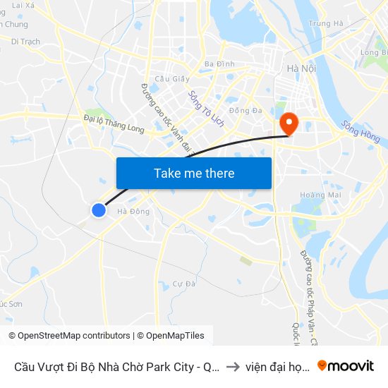 Cầu Vượt Đi Bộ Nhà Chờ Park City - Qua Ngõ 36 Lê Trọng Tấn (Hà Đông) to viện đại học Mở Hà Nội map