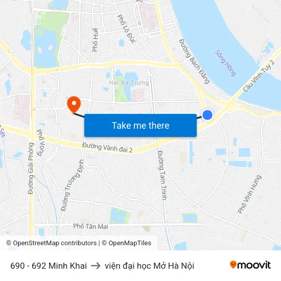 690 - 692 Minh Khai to viện đại học Mở Hà Nội map