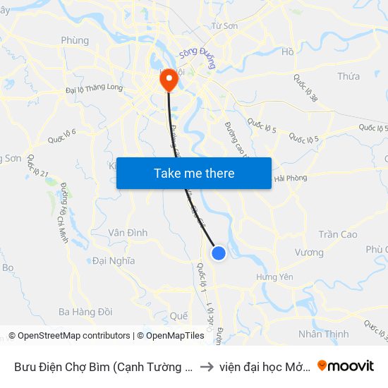 Bưu Điện Chợ Bìm (Cạnh Tường Rào) - Dt428 to viện đại học Mở Hà Nội map