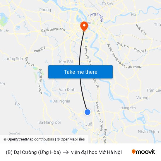 (B) Đại Cường (Ứng Hòa) to viện đại học Mở Hà Nội map