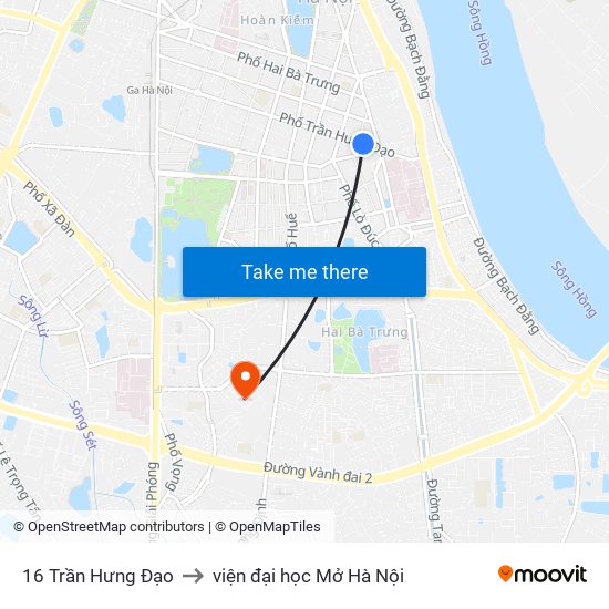 16 Trần Hưng Đạo to viện đại học Mở Hà Nội map