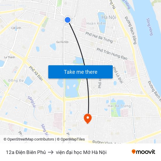 12a Điện Biên Phủ to viện đại học Mở Hà Nội map