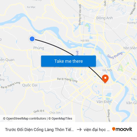 Trước Đối Diện Cổng Làng Thôn Tiến Bộ, Xóm Cực Nam 20m to viện đại học Mở Hà Nội map