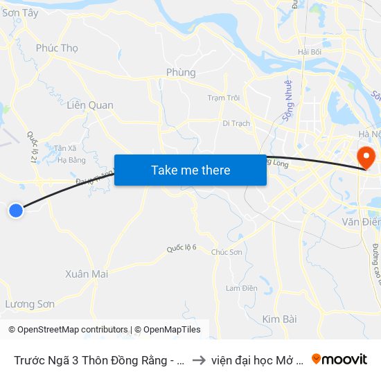 Trước Ngã 3 Thôn Đồng Rằng - Đông Xuân to viện đại học Mở Hà Nội map