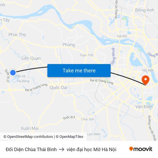 Đối Diện Chùa Thái Bình to viện đại học Mở Hà Nội map