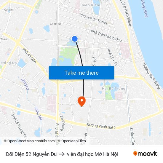 Đối Diện 52 Nguyễn Du to viện đại học Mở Hà Nội map