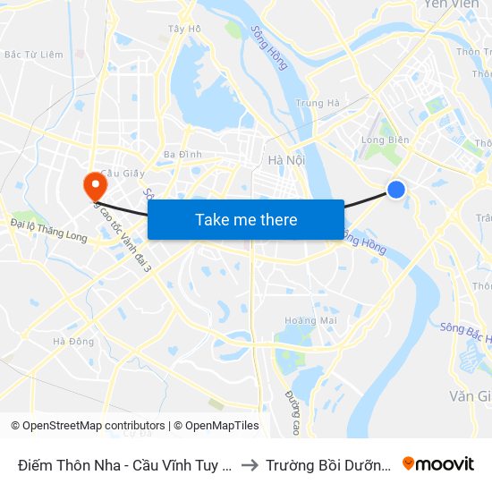 Điếm Thôn Nha - Cầu Vĩnh Tuy (Km 4+500 Đường Long Biên Xuân Quan) to Trường Bồi Dưỡng Cán Bộ Giáo Dục Hà Nội map