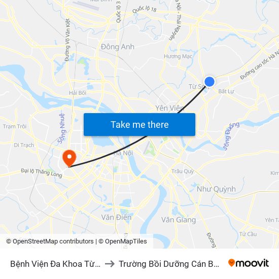 Bệnh Viện Đa Khoa Từ Sơn - Bắc Ninh to Trường Bồi Dưỡng Cán Bộ Giáo Dục Hà Nội map