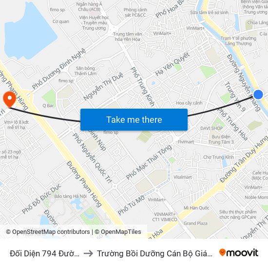 Đối Diện 794 Đường Láng to Trường Bồi Dưỡng Cán Bộ Giáo Dục Hà Nội map