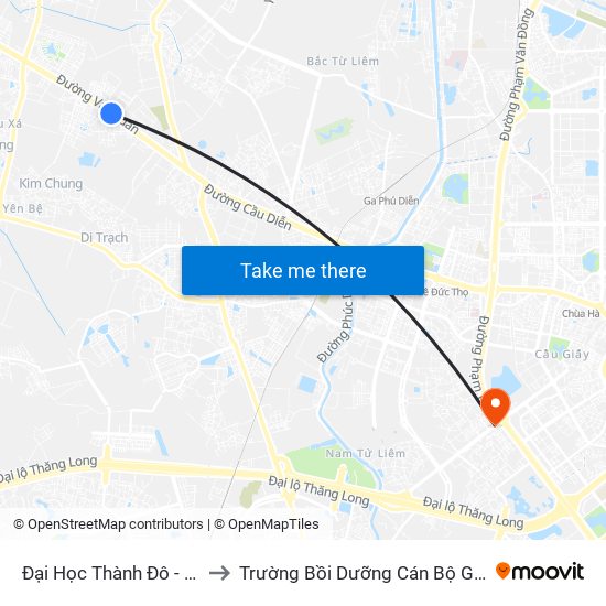 Đại Học Thành Đô - Quốc Lộ 32 to Trường Bồi Dưỡng Cán Bộ Giáo Dục Hà Nội map